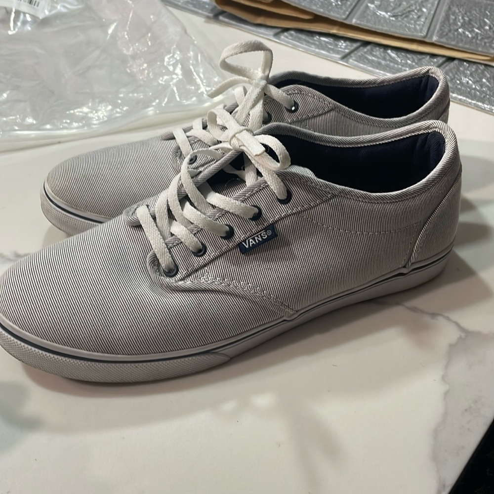Pin striped blue and white vans